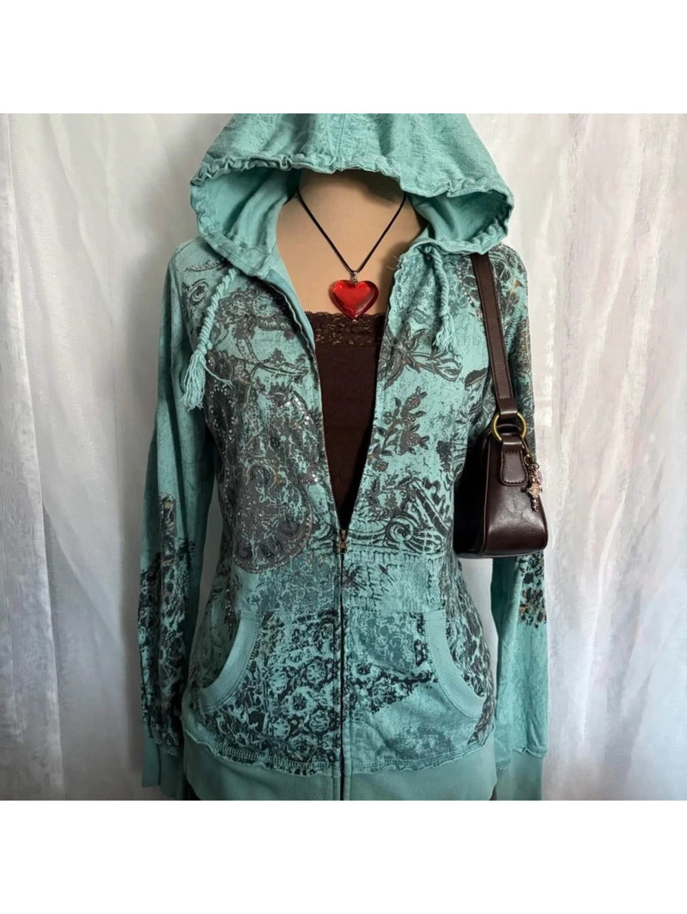 seafoam grunge zipup hoodie